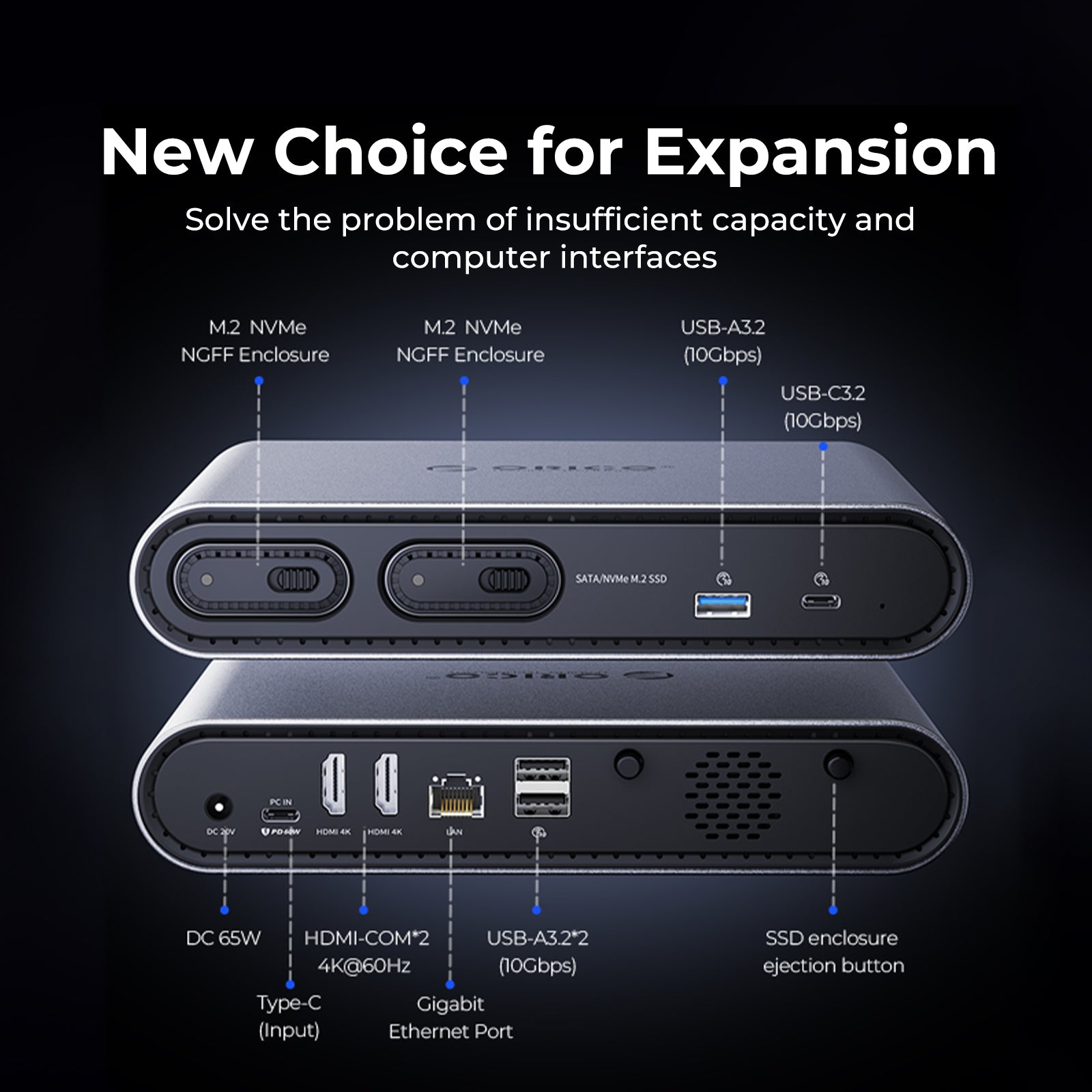 ORICO PTM2 11-in-1 Docking Station with Dual Modular M.2 SSD Enclosure - Orico