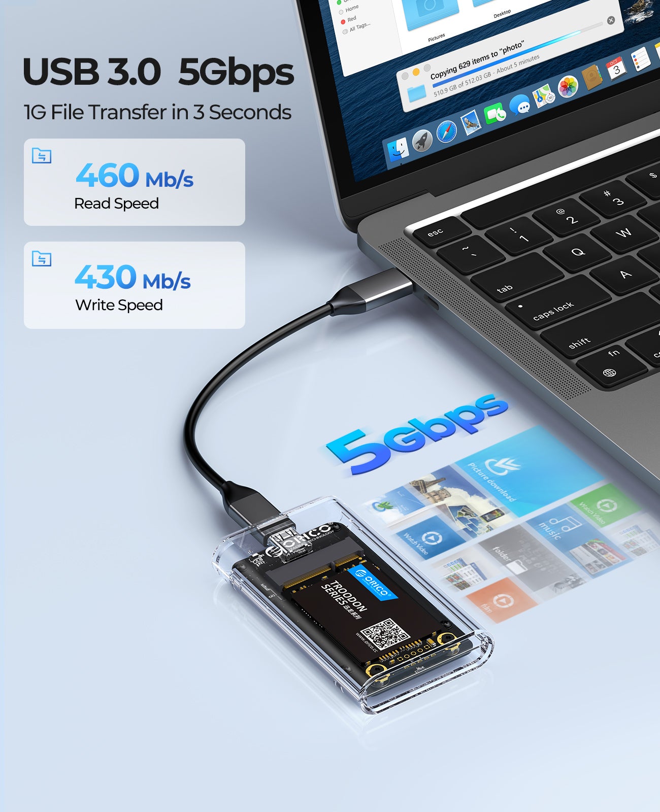 ORICO Transparent 5Gbps mSATA SSD Enclosure