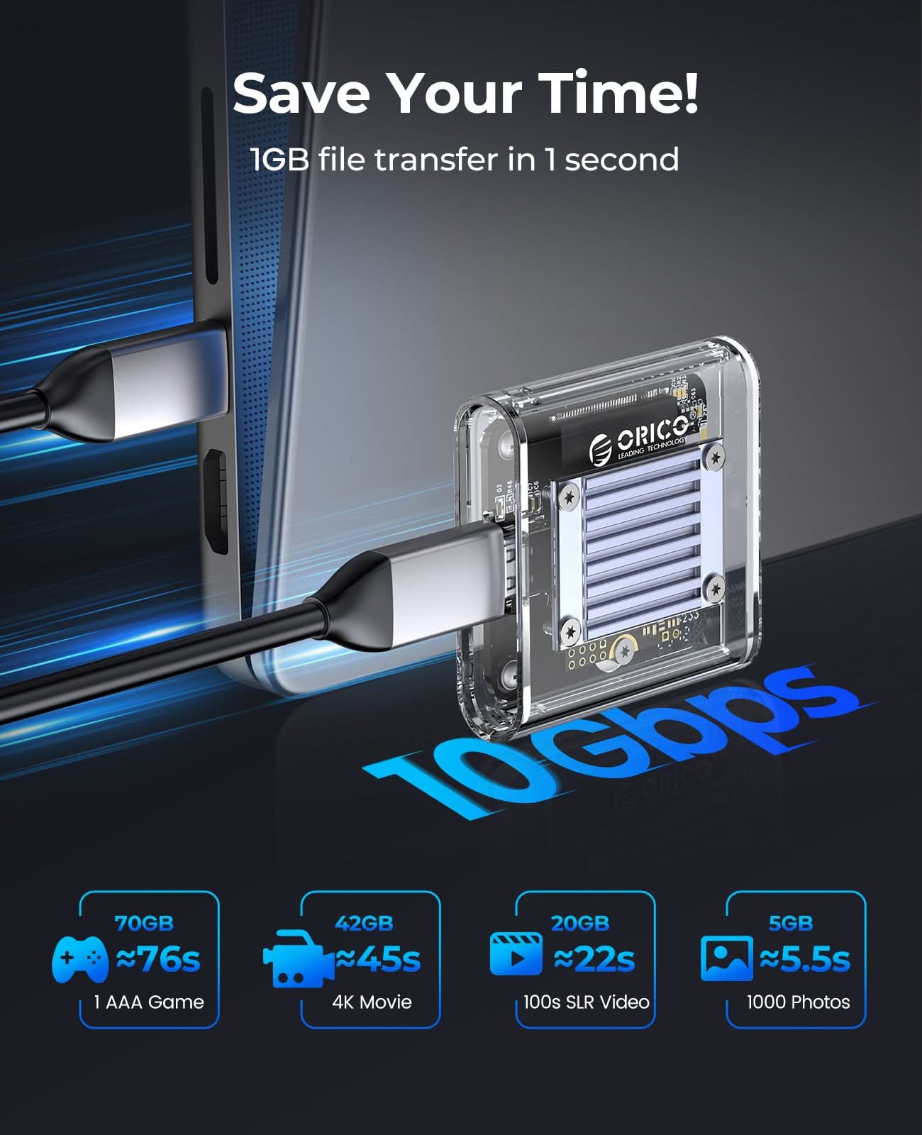 ORICO Transparent 10Gbps M.2 2230 SSD Enclosure - Orico