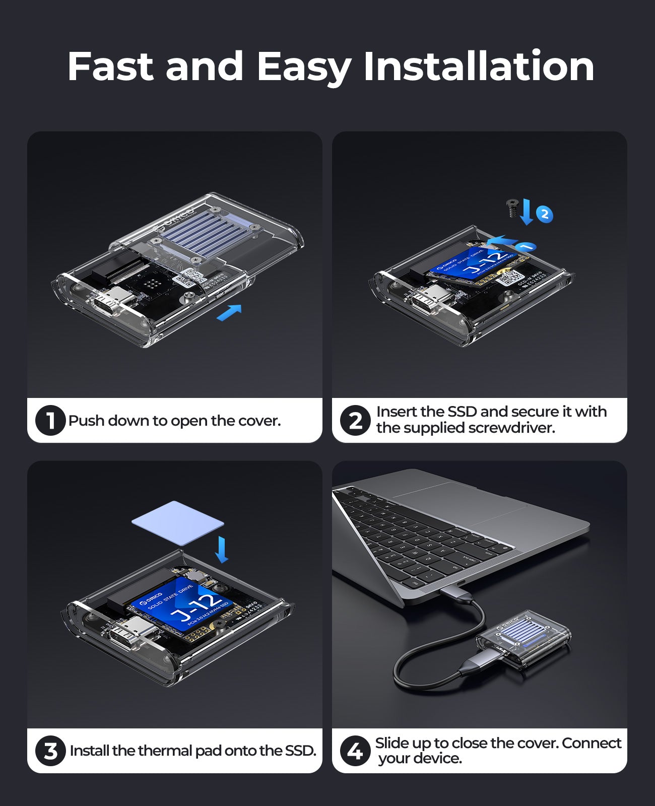 ORICO Transparent 10Gbps M.2 2230 SSD Enclosure