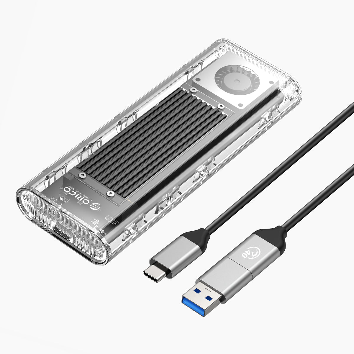 ORICO Transparent USB4 40Gbps M.2 NVMe SSD Enclosure With Cooling Fan