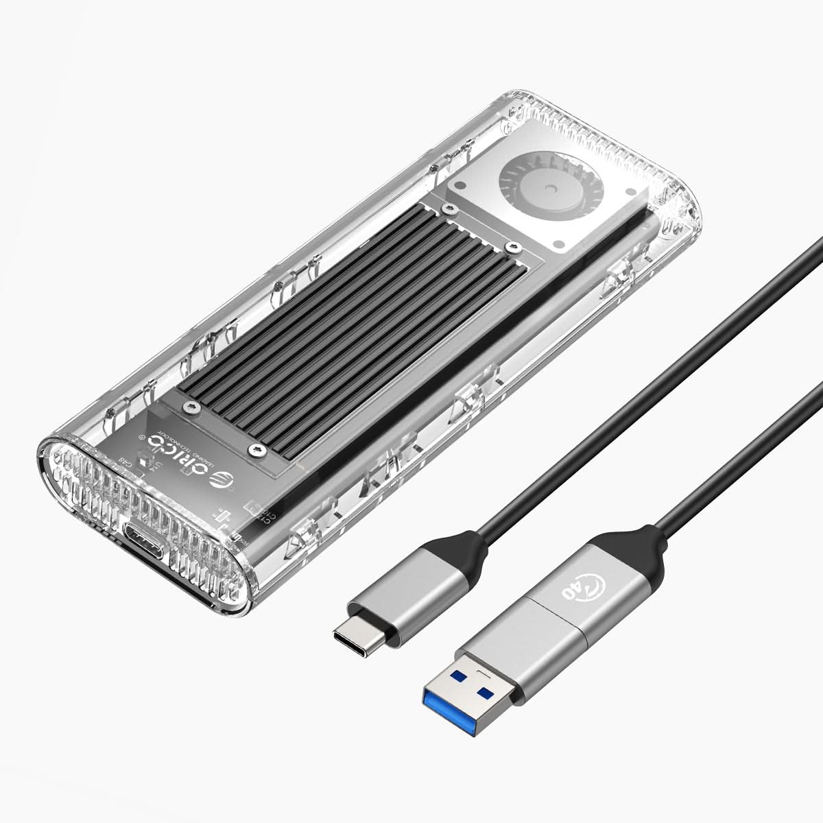 ORICO TCM2-U4 Transparent USB4 40Gbps M.2 NVMe SSD  Enclosure With Cooling Fan - Orico