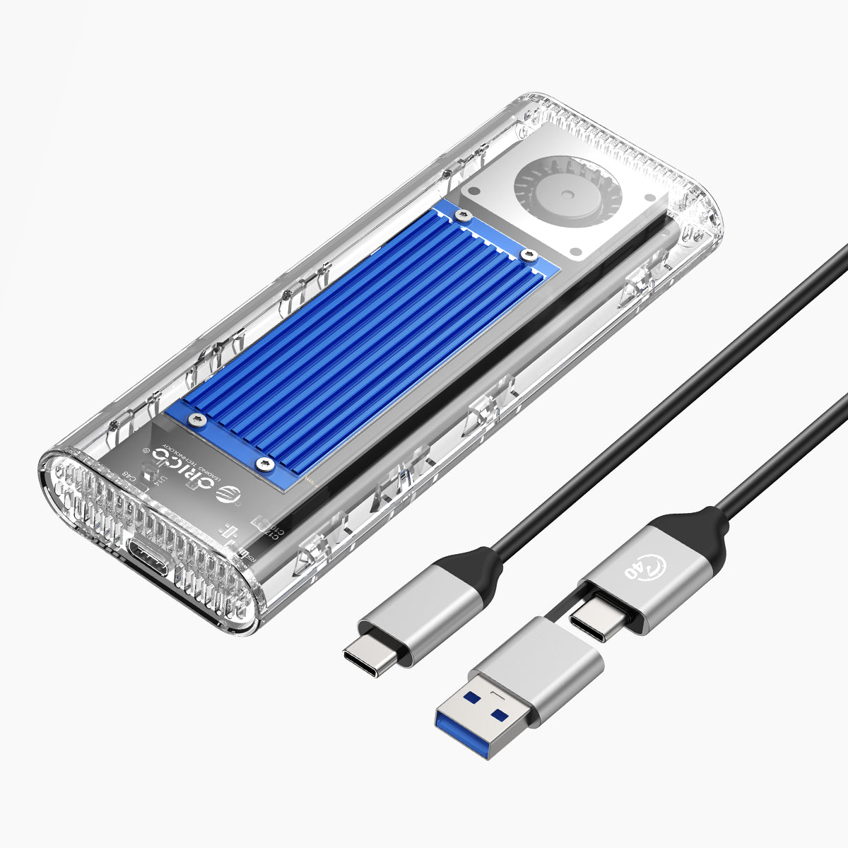 ORICO TCM2-U4 Transparent USB4 40Gbps M.2 NVMe SSD  Enclosure With Cooling Fan