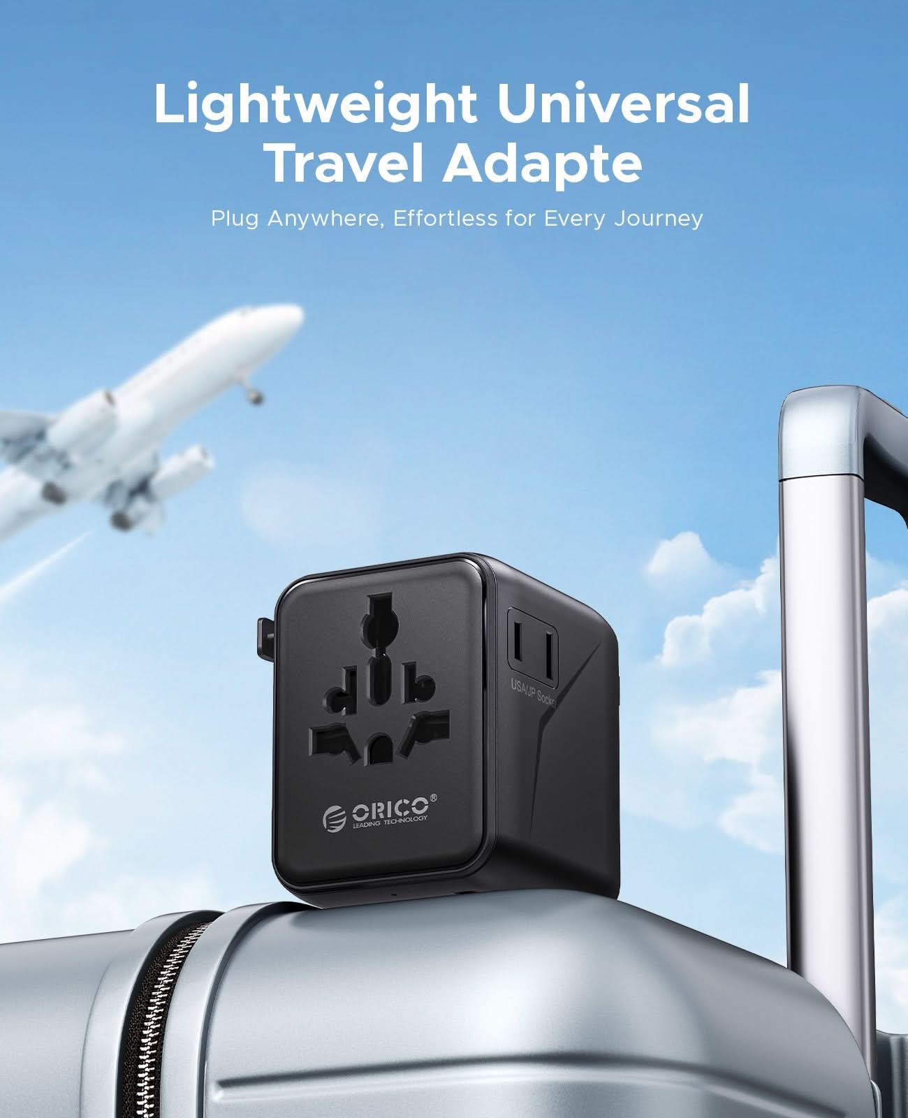 ORICO 20W Universal Global Travel Adapter with 2 USB-C & 1 USB-A Ports Orico