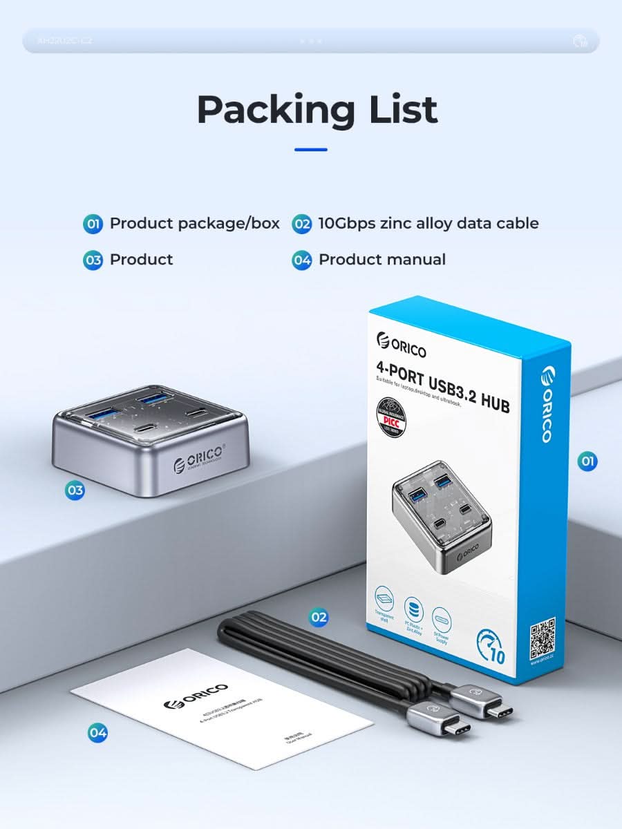 ORICO Transparent 4-in-1 10Gbps HUB - Orico
