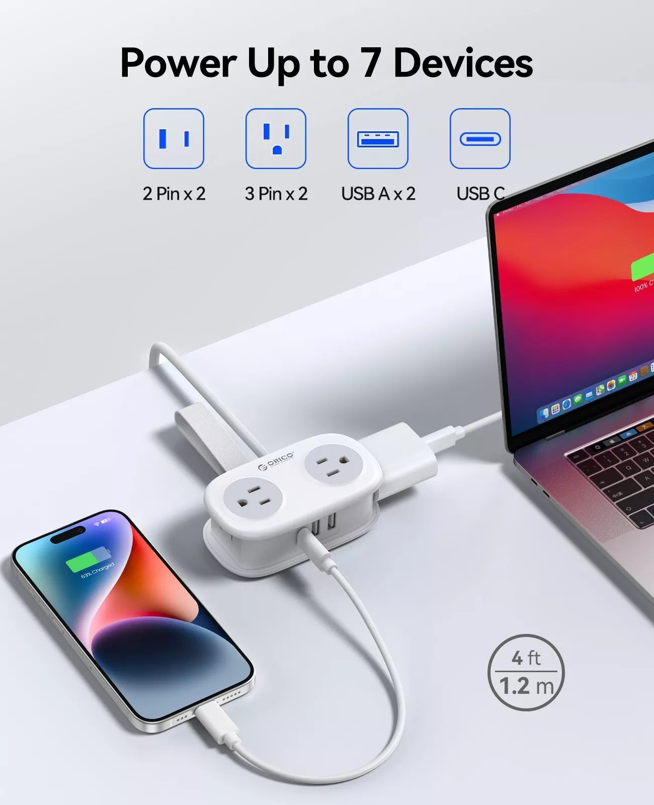 ORICO AP3 Pocket Travel Power Strip with USB-C 15.5W ORICO