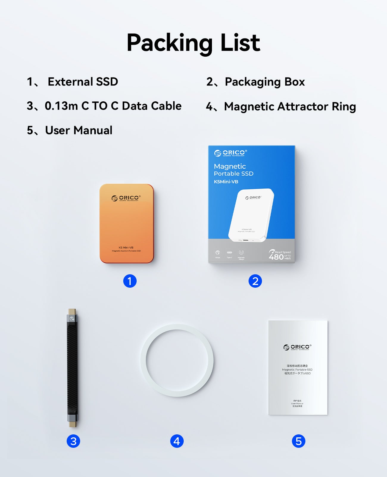 ORICO K5Mini USB-C Magnetic Portable SSD