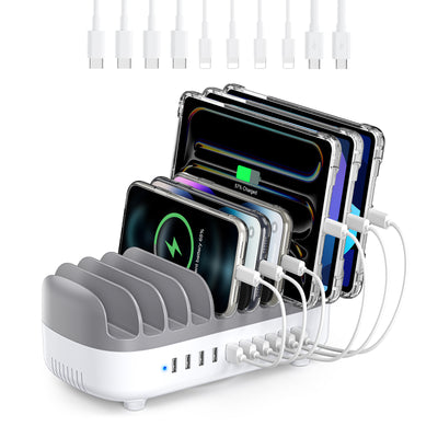 ORICO 120W 10-Ports Charging Station for Multiple Devices With Cables